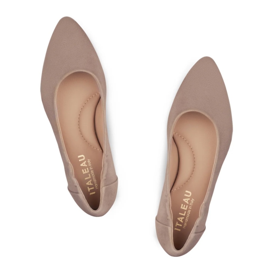 NEW Italeau Mara Flexlite Flats Taupe Suede Comfort Handmade Ballet Flats